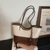 Bolsa Tote Estilo Coreano para o Trabalho, Bolsa de Ombro Patchwork Suede de Nicho, Novo Modelo Inverno 2025 Bolsa de Mão Feminina