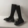 Botas de plataforma de moda con lazo y tacón grueso, botas ajustadas elásticas, nuevas botas altas elegantes y versátiles para otoño/invierno 2026