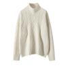 Suéter de Cachemir Grueso de Peso Pesado con Cuello Medio Alto para Mujer, Suéter de Punto Trenzado Color Sólido Holgado Estilo Perezoso para Otoño e Invierno, Capa Base para Mujer
