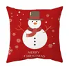 Funda de Cojín Temática Navideña Fondo Rojo Lino Felpa Corta Estampada Funda de Cojín Regalo Navideño Al Por Mayor