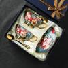 Taza de Café Retro de Estilo Europeo de Alto Valor Juego de Porcelana de Hueso Taza y Platillo de Cerámica para Exportación Caja de Regalo con un Toque de Lujo Regalo para Casa Nueva