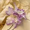 Novo Grampo de Cabelo com Flor Artificial de Cymbidium Atmosfera Super Feérica Acessórios de Cabelo Florais Presilha Lateral de Phalaenopsis Flor de Cabeça para Foto de Viagem