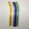 Venta al por mayor de fábrica Pajita de vidrio de borosilicato alto 8*200 tubo recto simple codo color transparente resistente al calor pajita para té de leche