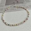 Collar de Nácar de Piedra Natural para Mujer Perla Barroca de Agua Dulce con Forma Especial Abalorios Coloridos Lujo Ligero Nicho Superior para Verano