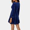 Primavera y verano 2025 Nueva ropa de mujer Ropa de mujer Color sólido Escote en V profundo Mangas ligeras Vestido corto con volantes de terciopelo dorado