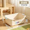 Caixa de areia para gatos semi-fechada extra grande com laterais elevadas para evitar derramamento, vaso sanitário para gatos estilo aberto feito de material PP, disponível em estoque do fabricante