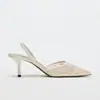 Sapatos femininos de bico fino com salto alto, em malha bordada cor champanhe estilo francês, novo modelo primavera-verão 2026, salto agulha, bico fechado, calcanhar aberto, sapatos de noiva