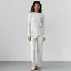 Conjunto de Pijama Jacquard Tricotado Vazado Coração Outono/Inverno Europeu e Americano 2026 Duas Peças Manga Longa Calça Longa Roupa de Dormir Feminina