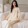 Pijama para Mujer Primavera y Otoño Algodón Puro Manga Larga Pantalón Dulce Degradado Casual Ropa de Casa 2025 Nuevo Traje Estilo Juvenil