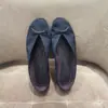 Versión de piel de oveja~Zapatos planos bajos de punta redonda con lazo para mujer, cómodos y versátiles para ir al trabajo, zapatillas de ballet, zapatos de abuela