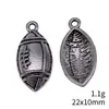 22X10MM 1.1g Pingente Bola de Rugby Prata Antiga Acessórios de Liga DIY