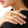 Anel Aberto de Cobre com Strass Quadrado Irregular Retro Europeu e Americano, Venda Quente Transfronteiriça, com Toque de Luxo, Design Minimalista de Nicho