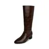 Botas de Caballero Rectas Estilo Europeo con Patrón de Cocodrilo Repujado en Piel de Vaca Invierno 2026 Gruesas de Tacón Medio Puntiagudas de Piel Genuina de Tubo Alto para Mujer