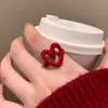 Anillo de Corazón con Esmalte Goteante Blanqueador Otoño e Invierno para Mujer 2025 Nuevo Anillo Ajustable para Dedo Índice Anillo de Diseño Especial de Nicho