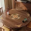 Nuevo mantel protector de mesa lavable impermeable y a prueba de aceite de vidrio suave de PVC estilo chino con mantel estampado hueco