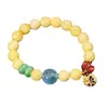 Pulsera de Cera de Abeja Natural, Pulsera de Aguamarina Roja del Sur para Mujer, Plata 925 Gruesa Chapada en Oro