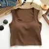 Camiseta sin mangas para mujer con escote cuadrado y espalda bonita, prenda interior con almohadilla en el pecho integrada, prenda exterior adelgazante, top base sexy para chica sin mangas
