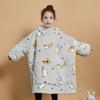 Sudadera con capucha para niños Amazon gris claro con estampado de gato, doble capa, forro polar, talla grande, ropa exterior, manga larga, manta perezosa para el pelo