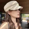 Boina Tejida Autoretenida Estilo 2025 Primavera y Verano Celebridad de Internet Gorra de Periódico Fina Retro Octagonal para Mujer