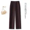 Calça jeans reta casual popular feminina, novo modelo primavera/outono 2026, cintura elástica, calça de perna larga que afina