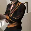 Camisa de manga larga para hombre con un diseño vintage de alta gama y estampado paisley, en un estilo 'old money', disponible en tallas grandes en Amazon en Europa y América