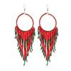 Suministro transfronterizo de joyería de moda europea y americana retro bohemia nacional aretes largos de borla con cuentas largas para mujer