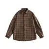 Camisa de trabajo a rayas retro japonesa de primavera y otoño con bolsillo para hombre y mujer, top casual simple de manga larga estilo universitario