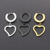 Pendientes Redondos de Acero de Titanio de Moda Sencilla de Venta Caliente Japoneses y Coreanos Pendientes con Forma de Corazón de Melocotón Chapados en Oro de Acero Inoxidable Salida de Fábrica
