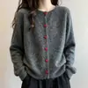 Cardigan Jaqueta de Tricô Manga Longa com Botão de Coração Estilo Coreano Feminino Inverno Novo Tamanho Grande Menina Cheinha Cobertura de Carne Top Cardigan de Tricô