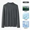 Camada Base Masculina de Algodão Modal com Gola Alta, Camiseta de Manga Longa para Outono e Inverno, Top Térmico Quente para Jovens