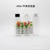 Botella de plástico PET vacía de 400 ml, tapa doble pura para envase de emulsión Dew, botella para sub-embotellado de cosméticos hidratantes, personalización