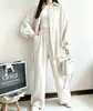 Conjunto de Dos Piezas para Mujer Otoño Invierno 2026 Camisa de Manga Larga con Solapa Botones Pantalones de Cintura Elástica Traje Casual