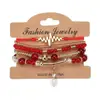 Pulsera Bohemio Multicapa de Cuentas Pulsera con Patrón de ECG de Personalidad Longitud Ajustable Conjunto de Pulseras para Mujer