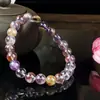 Pulsera de Cuarzo Fantasma Morado Natural Pulsera Fantasma Amatista Una Sola Hilo Múltiples Hilos Unisex Pulsera de Cristal Joyería