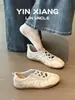 Versión de Cuero Suave ~4cm Zapatos Mary Jane con Tira Cruzada para Mujer, Nuevas Zapatillas Casuales de Suela Blanda, Zapatos de Ballet Versátiles y de Moda para Mujer
