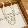 Collar de Perlas con Borla de Flor Estilo Retro Francés, Lujo Ligero, Gama Alta, Exquisita Cadena para Clavícula, Collar Versátil y Elegante para Mujer