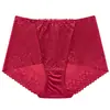 Calcinhas de renda sem costura, cintura alta, controle de barriga, plus size, para mulheres, cetim elegante com forro 100% algodão, tanga feminina