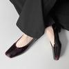 Zapatos de Leche de Piel de Vaca con Degradado de Punta Cuadrada Oblicua estilo Dongdaemun Coreano Primavera 2025 Tacón Bajo Grueso Cuero Genuino para Ir al Trabajo Boca Baja de Una Capa para Mujer