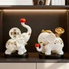 Nuevos Adornos de Elefante Blanco Estilo Chino, un Par de Decoraciones Atractoras de Fortuna para la Entrada de la Sala de Estar, Artesanías de Lujo Ligero para el Hogar