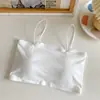 Camisola de Seda Helada Fina de Verano para Mujer, Ropa de Abrigo de Moda con Almohadillas en el Pecho, Ropa Interior tipo Tubo, Camiseta Base Sexy Corta