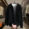 Item Quente de Transmissão Ao Vivo Marca da Moda Simples Moda Casual Cardigã Malha Suéter Fábrica Roupas de Linha Masculina Camisa de Linha