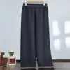 Pantalones de Punto Grueso de Cachemira con Bloques de Color para Otoño e Invierno, Pantalones de Lana Versátiles de Cintura Alta Sueltos, Versátiles Adelgazantes y con Caída