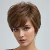 Peluca de comercio exterior europea y americana de Temu para mujer, cabello corto roto castaño, peluca de fibra química con mecanismo, fabricantes de tocados, pelo de generación en stock