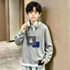 Camiseta Masculina Falsa Duas Peças Manga Longa 2026 Primavera/Outono Estilo Coreano Top de Malha Waffle Bonito Casual Versátil Camada Base Tendência T