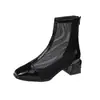 Sandalias de Tacón Grueso Estilo Nuevo 2026 para Mujer, Botines de Malla Hueca de Tacón Medio de Verano, Botas Martin Delgadas Transpirables para Verano