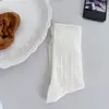 Calcetines Finos Florales con Volantes Estilo Coreano Ins de Media Pantorrilla para Niñas, Calcetines Blancos de Seda de Cristal Dulces Holgados, Calcetines de Algodón