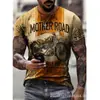 Verano Exportación Transfronterizo Nueva Serie de Motocicletas Impresión Digital 3D Estilo Hip-hop Urbano Suéter Ajustado Camiseta para Hombre