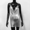 2023 Amazon Vestido Caliente Sexy Cadena de Diamantes Falda de Lentejuelas Metálicas Nuevo Vestido Líquido de Chica Caliente de Club Nocturno