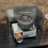 Parabrisas de estufa de camping al aire libre de aleación de aluminio con pestillo, parabrisas plegable portátil para camping.