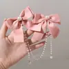 Pinza para el pelo con borla y colgante de lazo lindo, Cadena de perlas Princesa Fugitiva, Accesorios para el pelo de Lolita, Accesorios para el pelo de niños